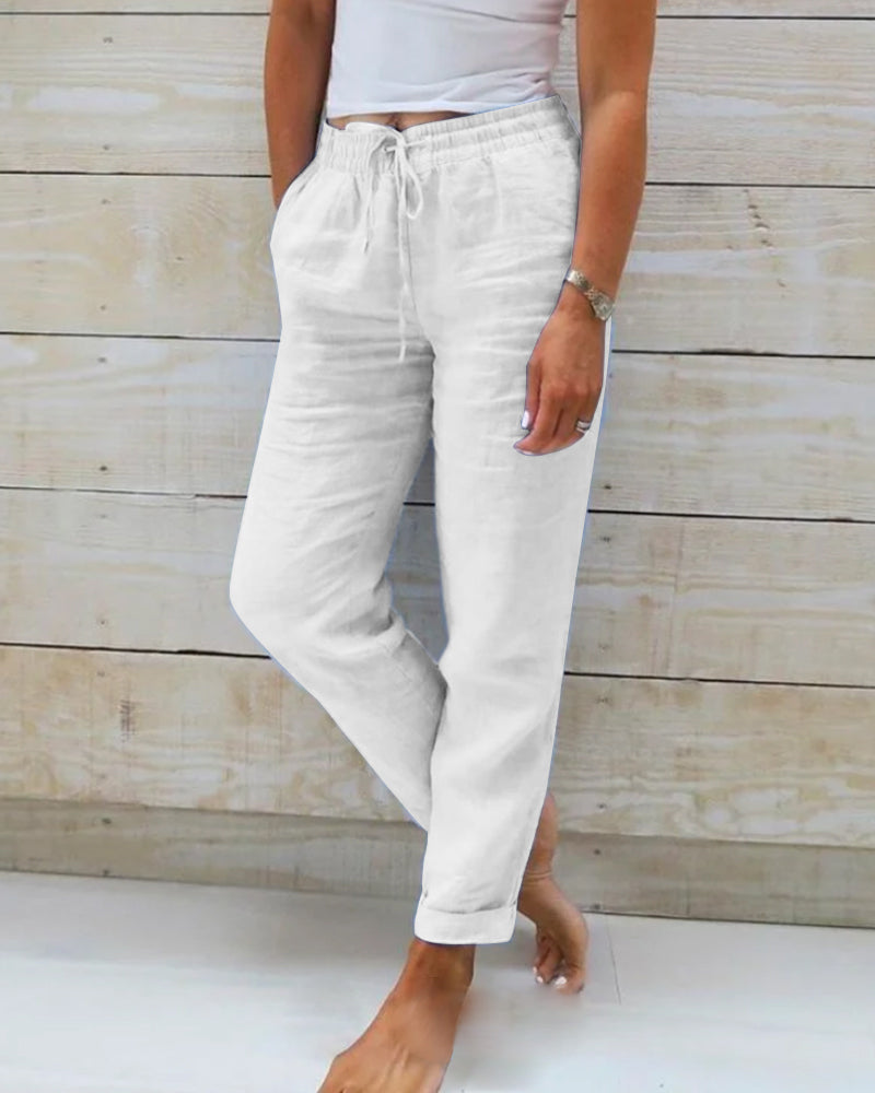 Bente - Casual cropped leisure broek met trekkoord dames