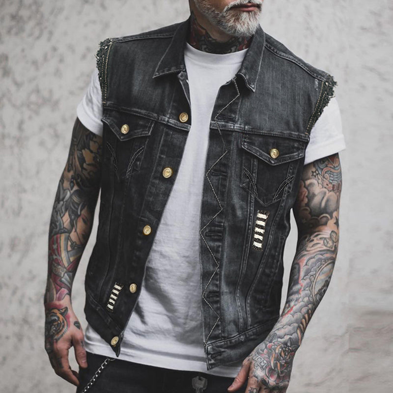 Hugo - Stijlvol denim gilet heren