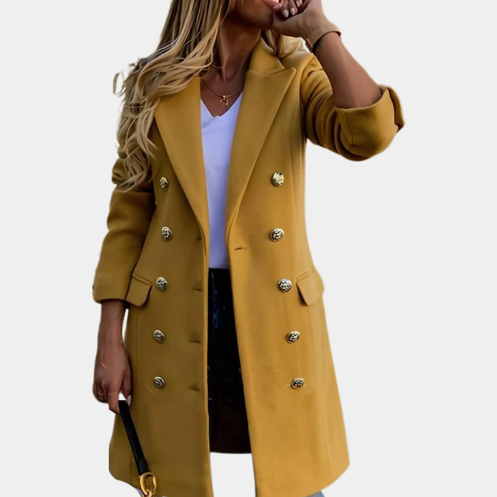 Ada | Dames herfst trenchcoat met dubbele rij knopen en revers