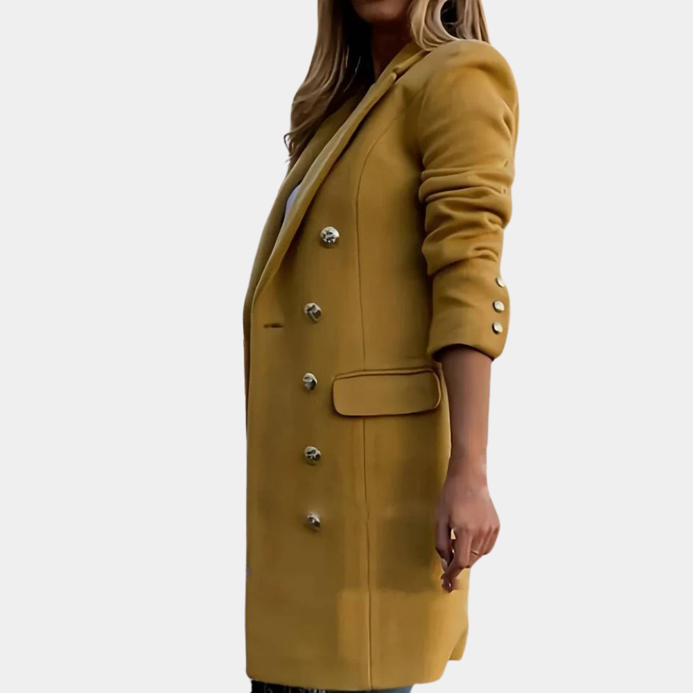 Ada | Dames herfst trenchcoat met dubbele rij knopen en revers