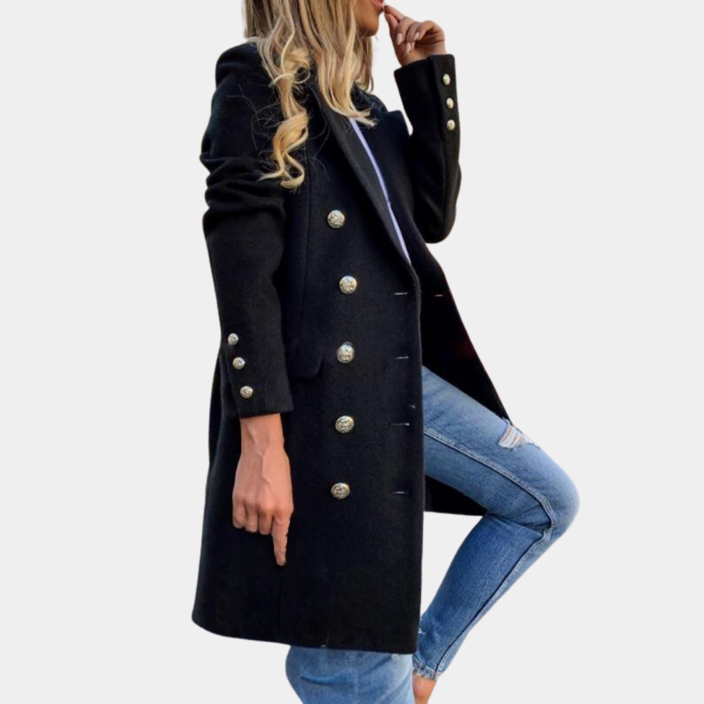 Ada | Dames herfst trenchcoat met dubbele rij knopen en revers