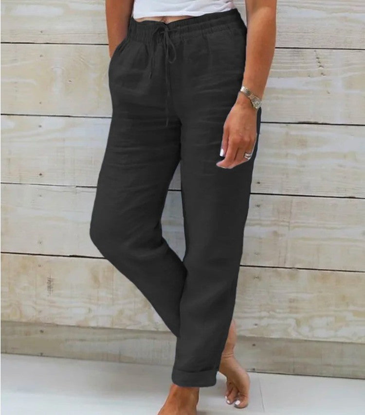 Bente - Casual cropped leisure broek met trekkoord dames