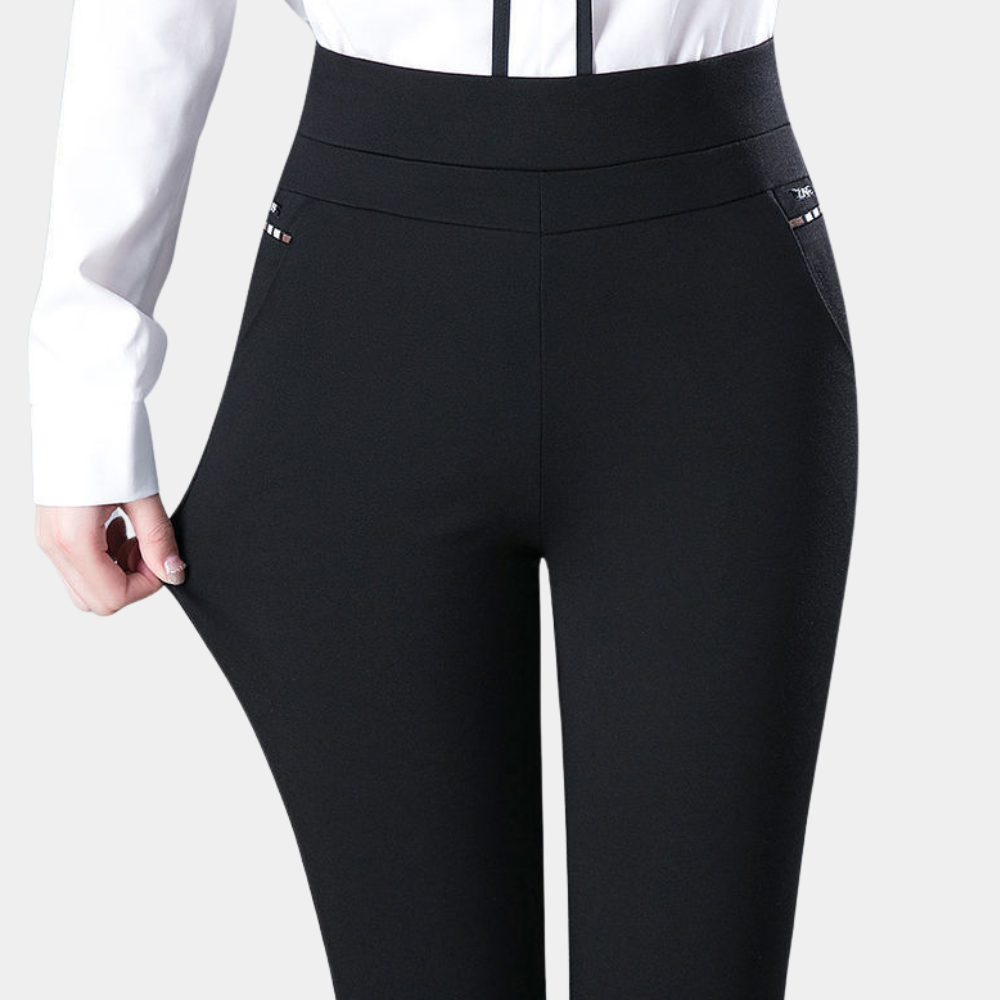 Amélie | Stretch stof winter broek voor dames met hoge taille design