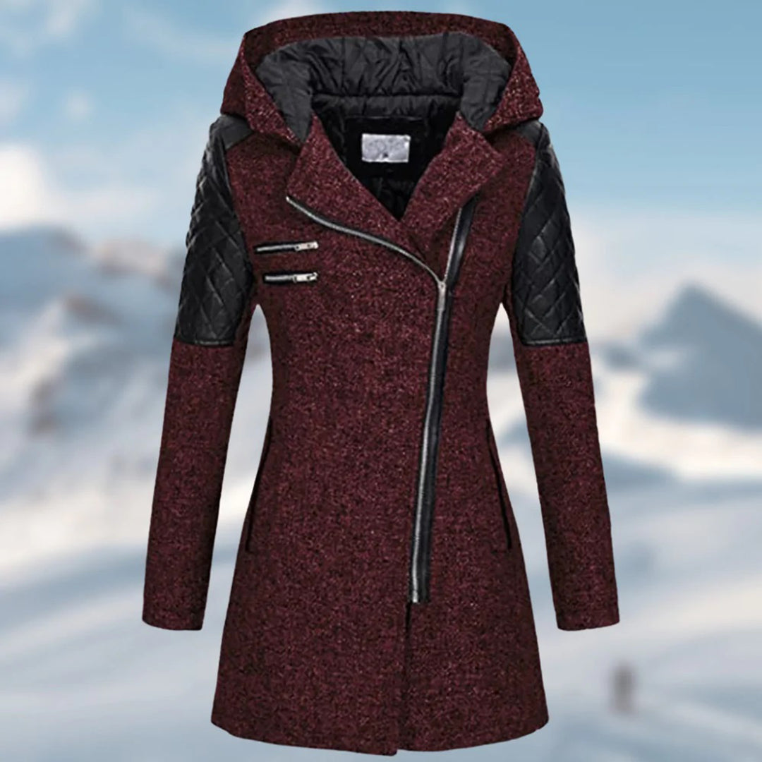 Emma | Lange dames winterjas met capuchon en details