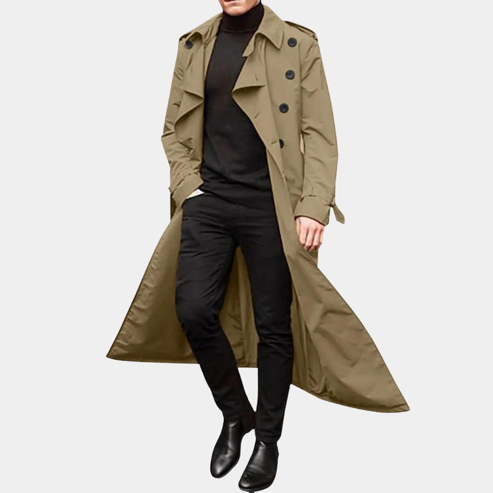 Thierry | Lange herfst trenchcoat voor heren