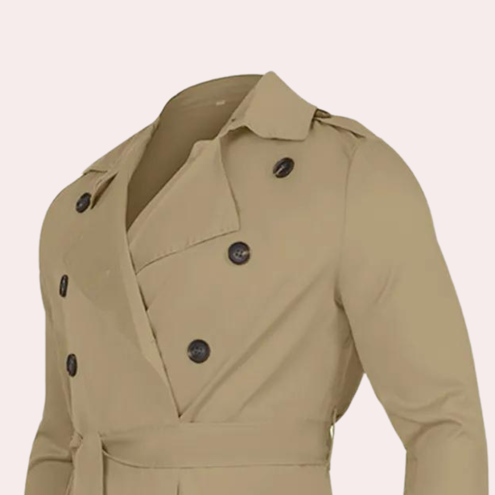 Thierry | Lange herfst trenchcoat voor heren