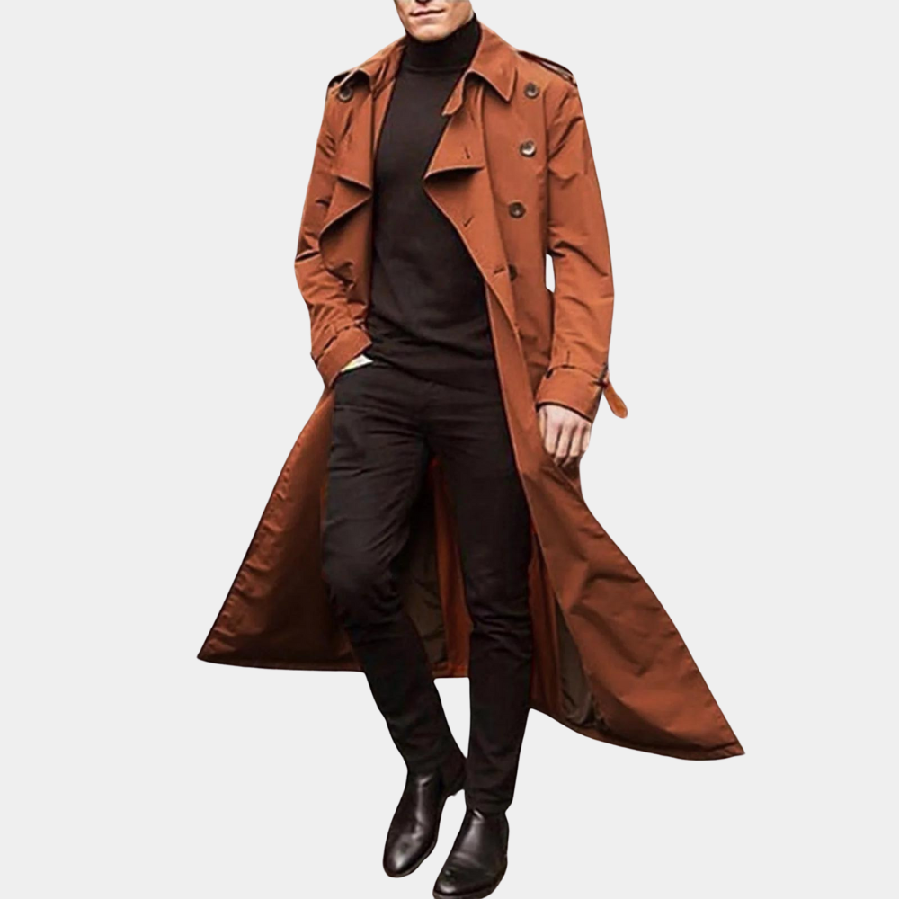 Thierry | Lange herfst trenchcoat voor heren
