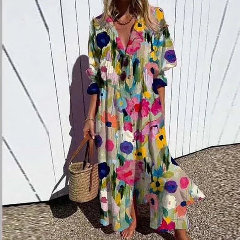 Bo - Bohemian maxi jurk met V-hals dames