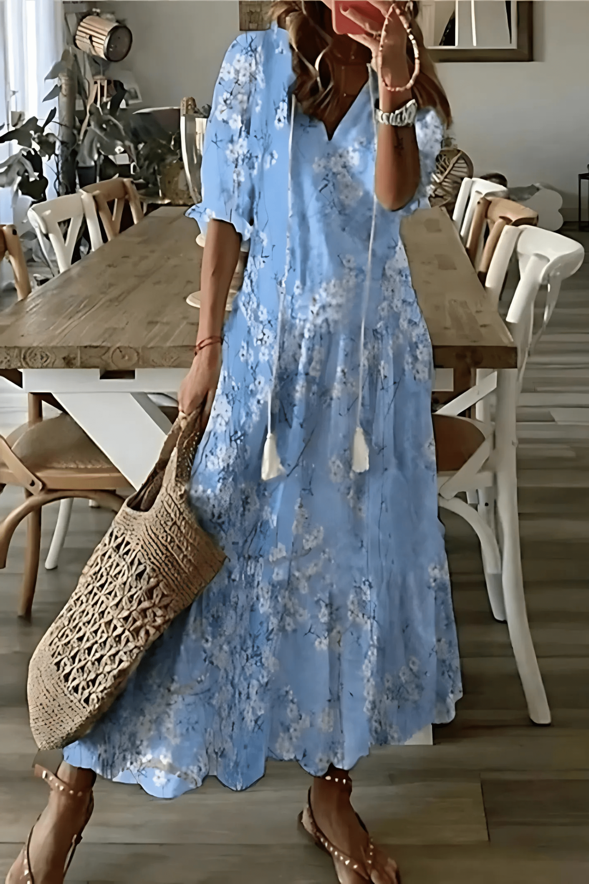 Kiki - Lichte midi jurk met print dames