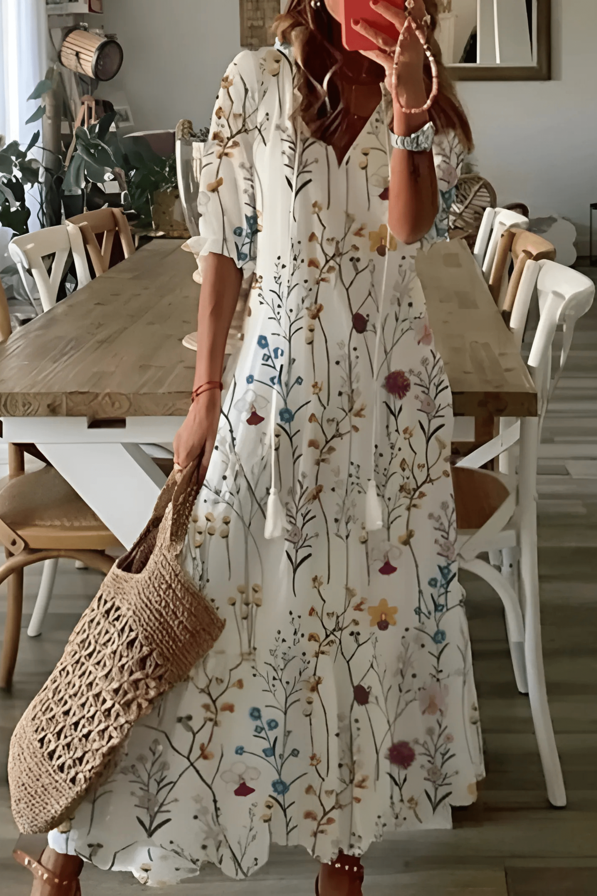 Kiki - Lichte midi jurk met print dames