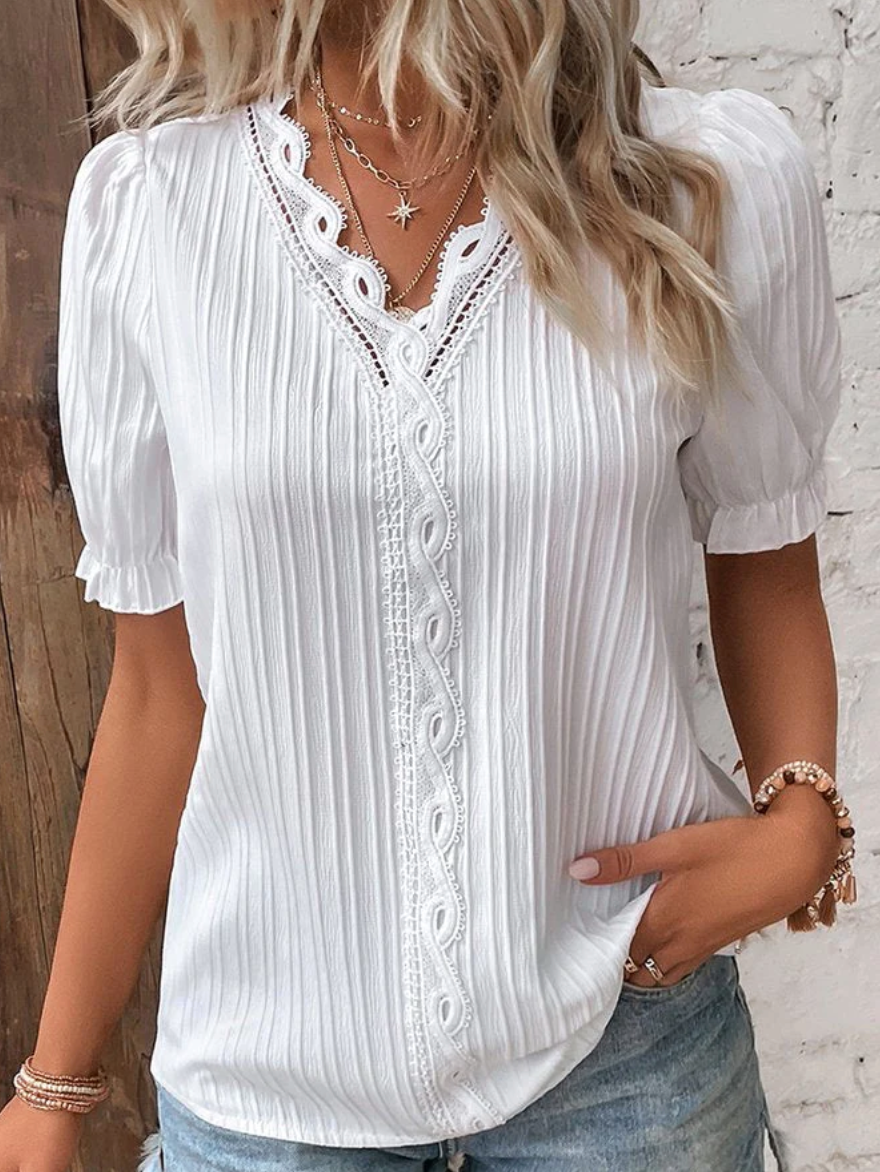 Wit shirt kant dames sale
