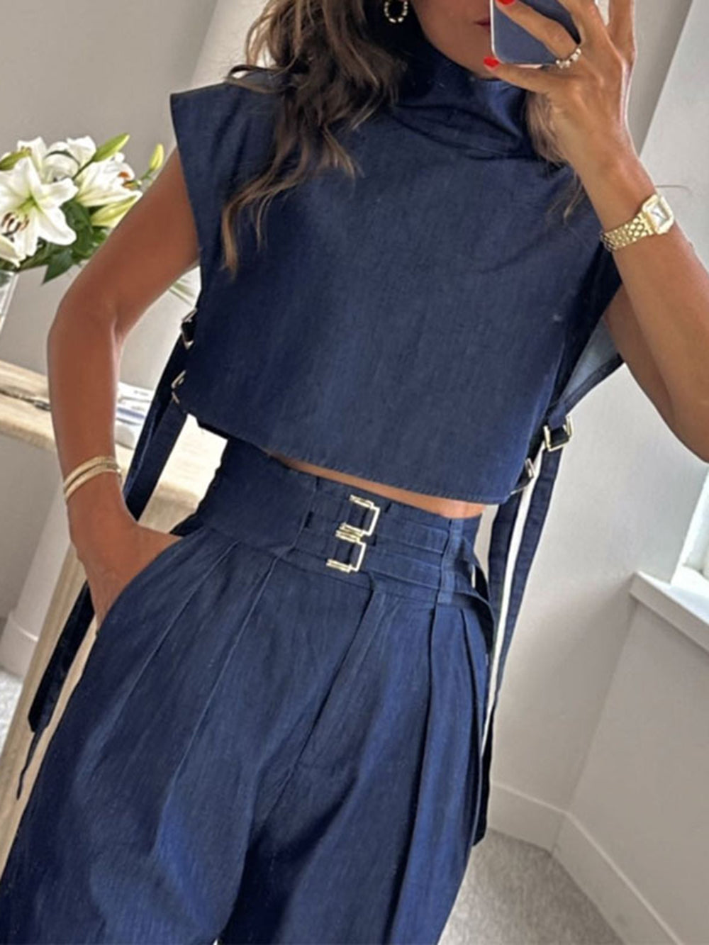 MiSun - Blauwe top en broek set