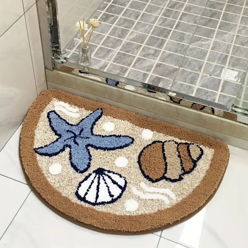 Handgetufte Badmat OceanCharm – Zeester- en Schelpmotieven