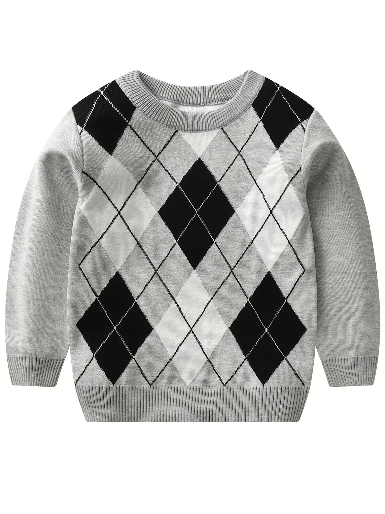 Jongens lange mouwen gebreide sweater met argyle patroon