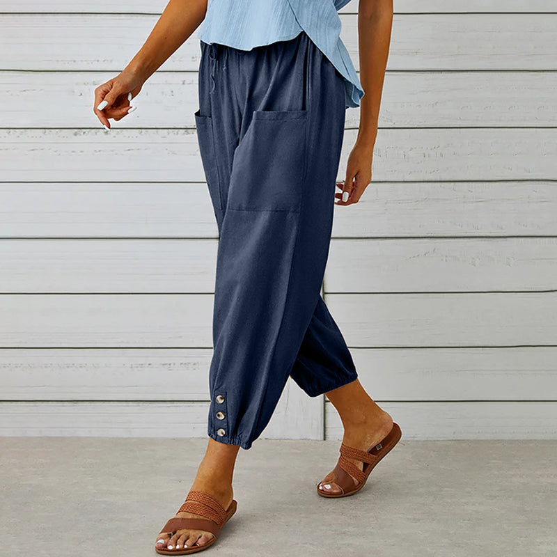 Dames broek met elastische taille – Comfort, stijl en functionaliteit in één ontwerp