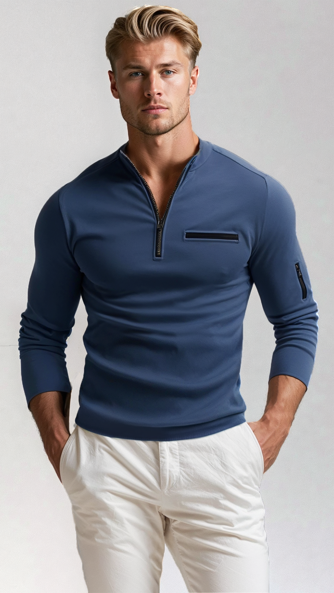 Olivier - Quarter-Zip Polo met Luxe Design