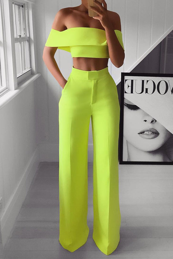 Luna - Off-shoulder tweedelige set zonder mouwen