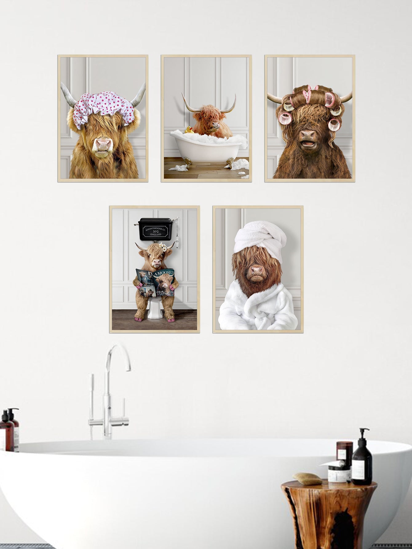 5-Delige Dieren Badkamer Set - Minimalistische Koeienprints