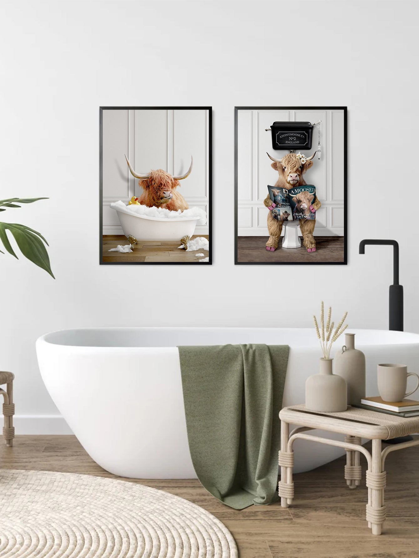 5-Delige Dieren Badkamer Set - Minimalistische Koeienprints