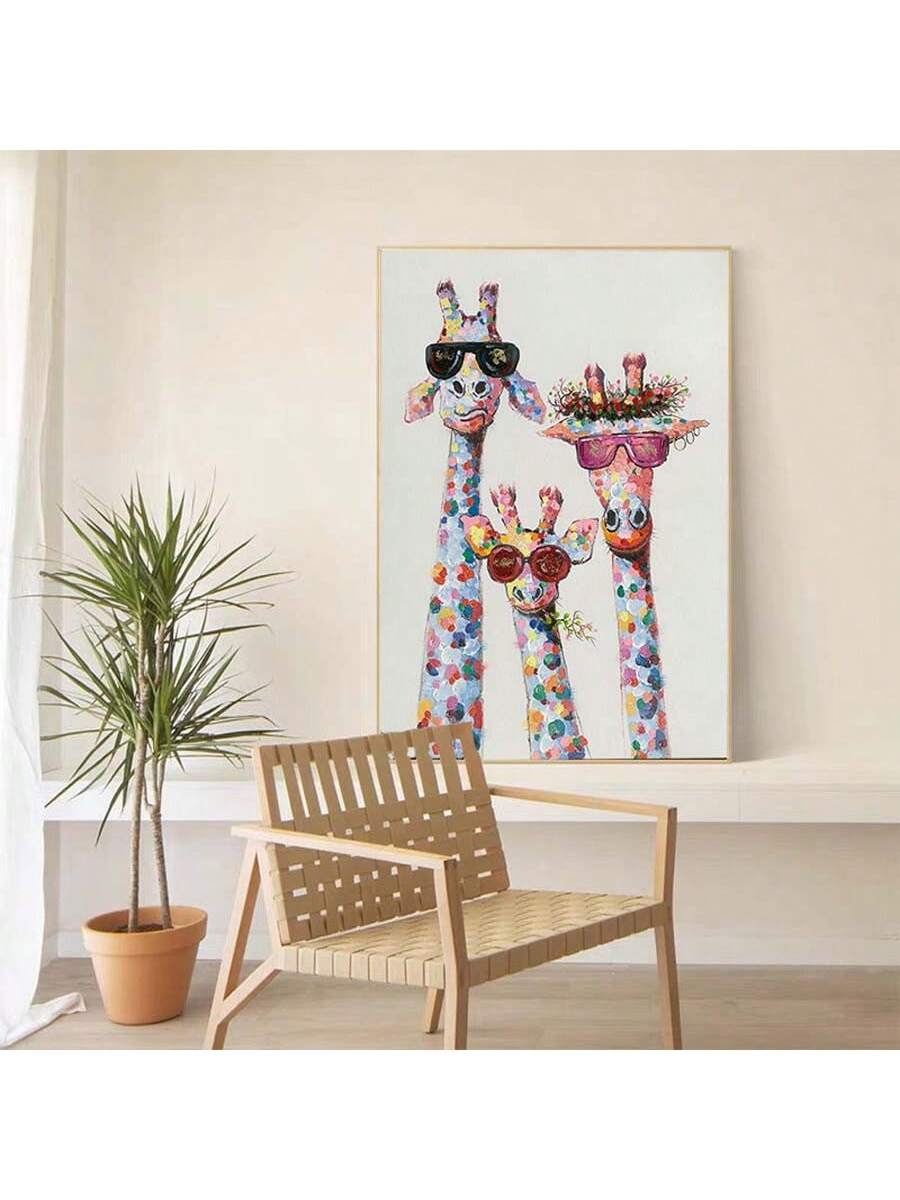 Schattige Giraffenfamilie Canvas - Perfecte Kinderkamerdecoratie