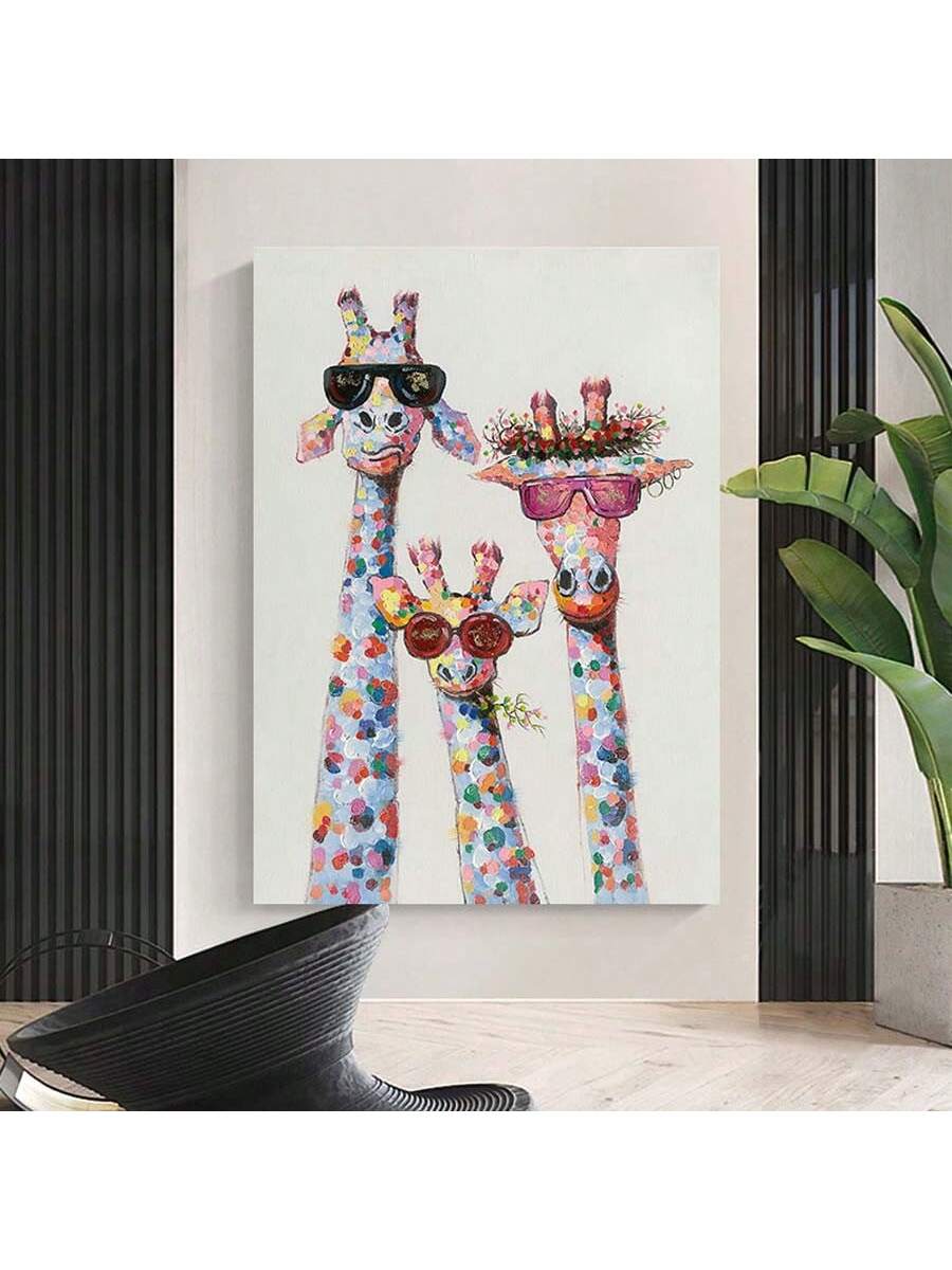 Schattige Giraffenfamilie Canvas - Perfecte Kinderkamerdecoratie