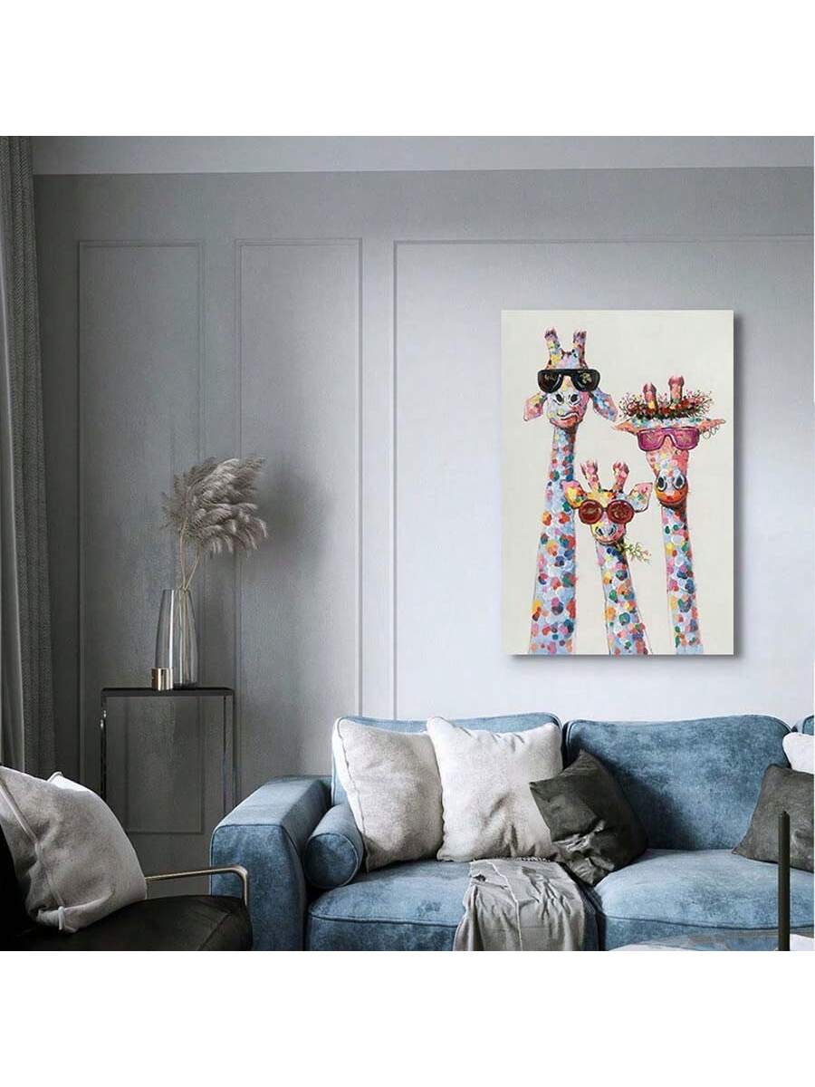 Schattige Giraffenfamilie Canvas - Perfecte Kinderkamerdecoratie