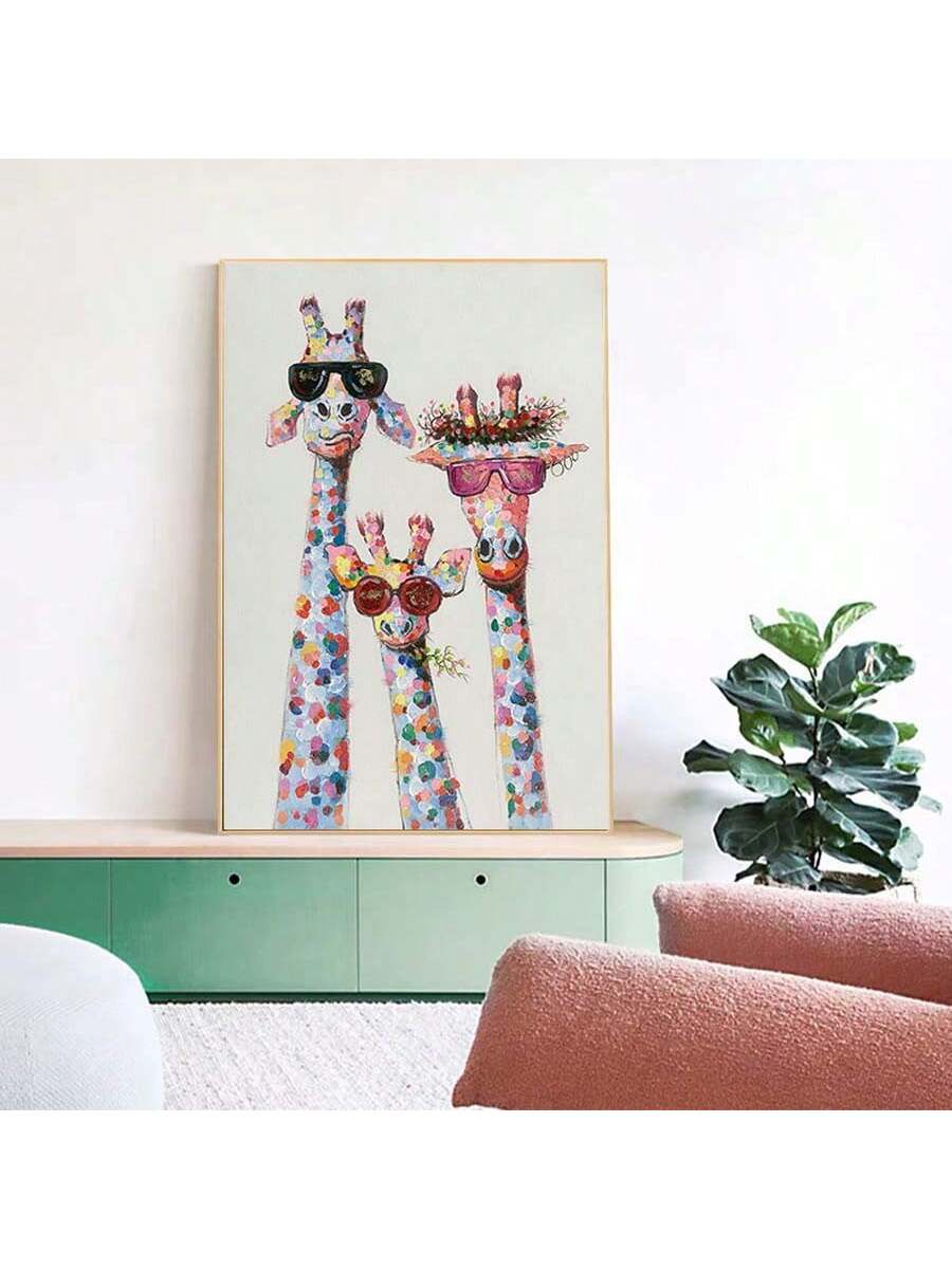 Schattige Giraffenfamilie Canvas - Perfecte Kinderkamerdecoratie