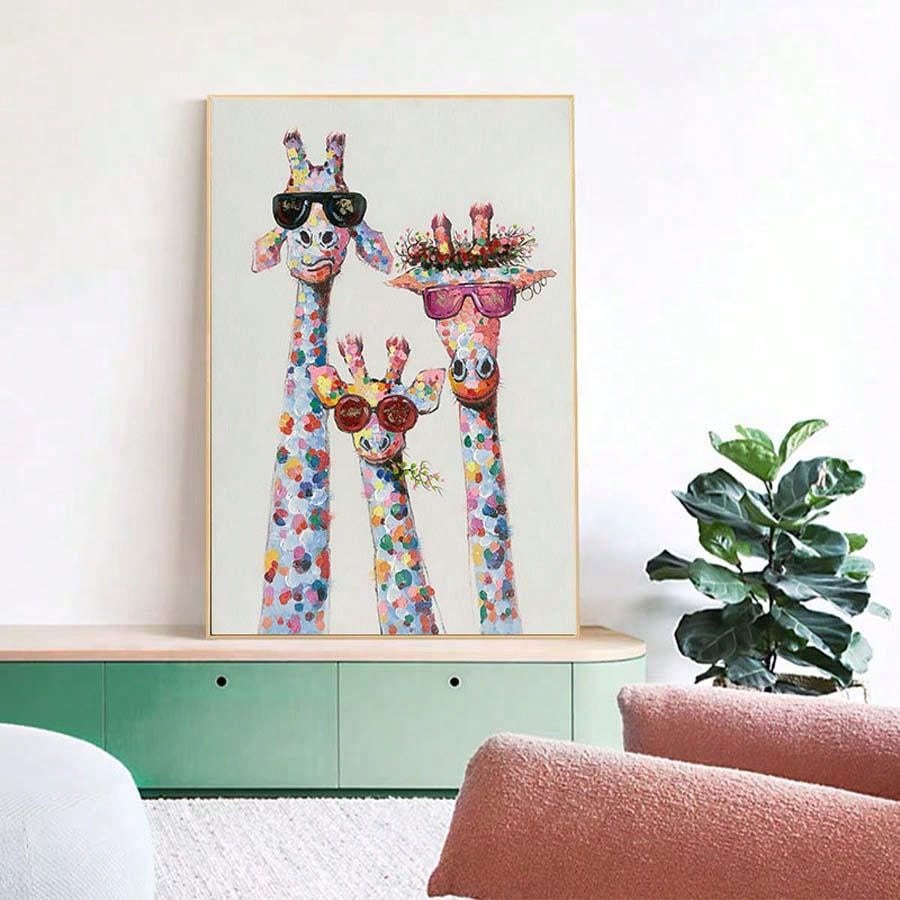 Schattige Giraffenfamilie Canvas - Perfecte Kinderkamerdecoratie