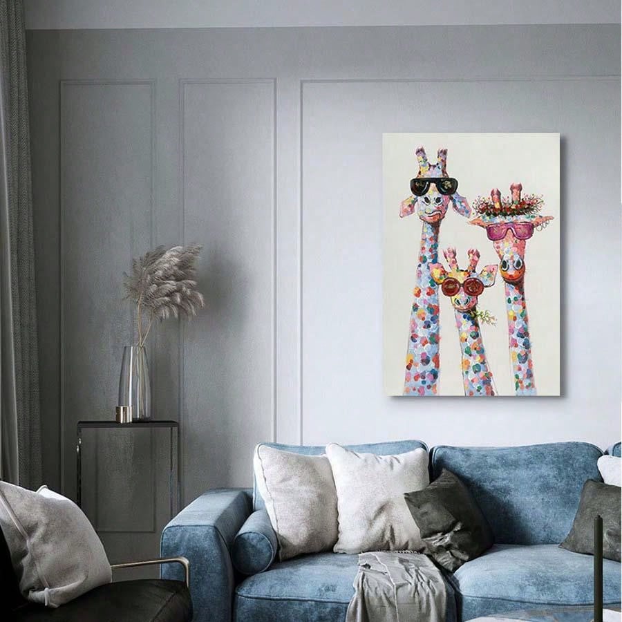 Schattige Giraffenfamilie Canvas - Perfecte Kinderkamerdecoratie