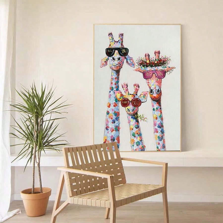 Schattige Giraffenfamilie Canvas - Perfecte Kinderkamerdecoratie