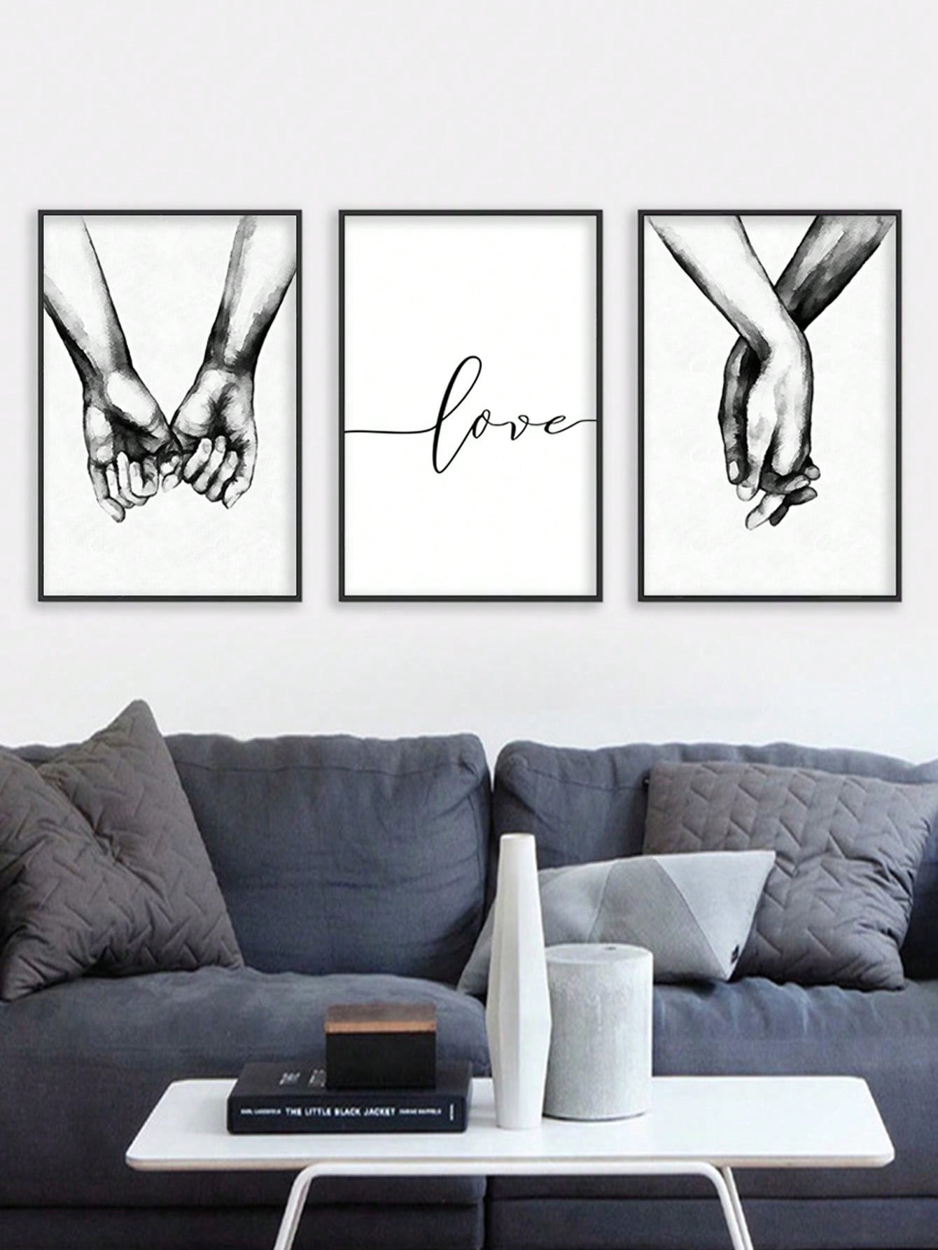 Zoet Liefdestrio Wanddecoratieset - Minimalistische Thuisdecoratie