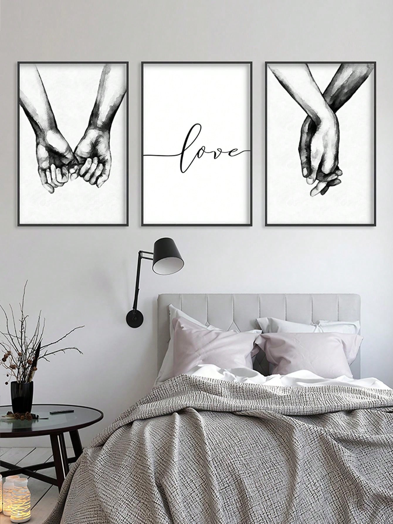 Zoet Liefdestrio Wanddecoratieset - Minimalistische Thuisdecoratie