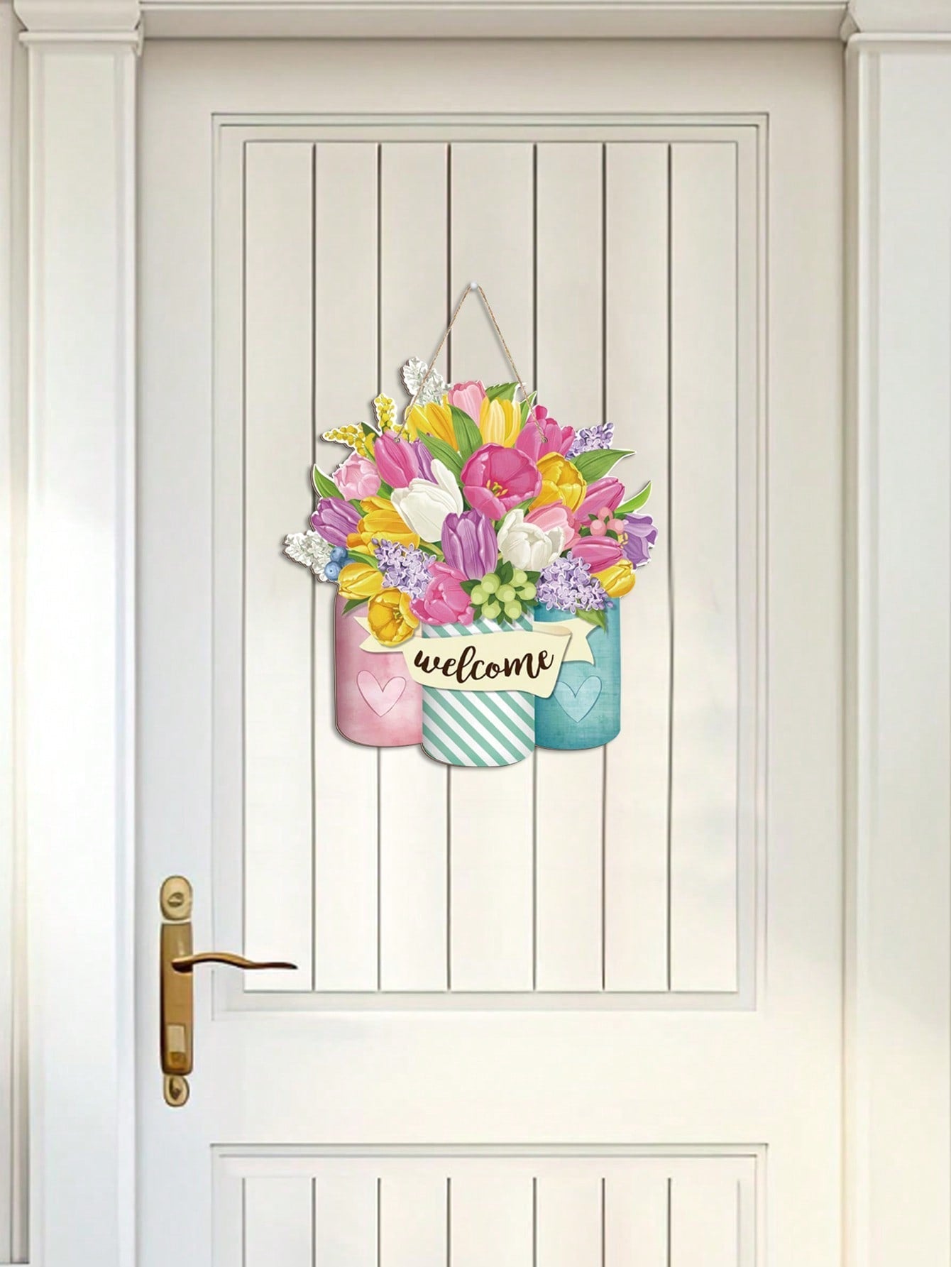 Floraal Houten Deurhanger - Landelijke Wanddecoratie