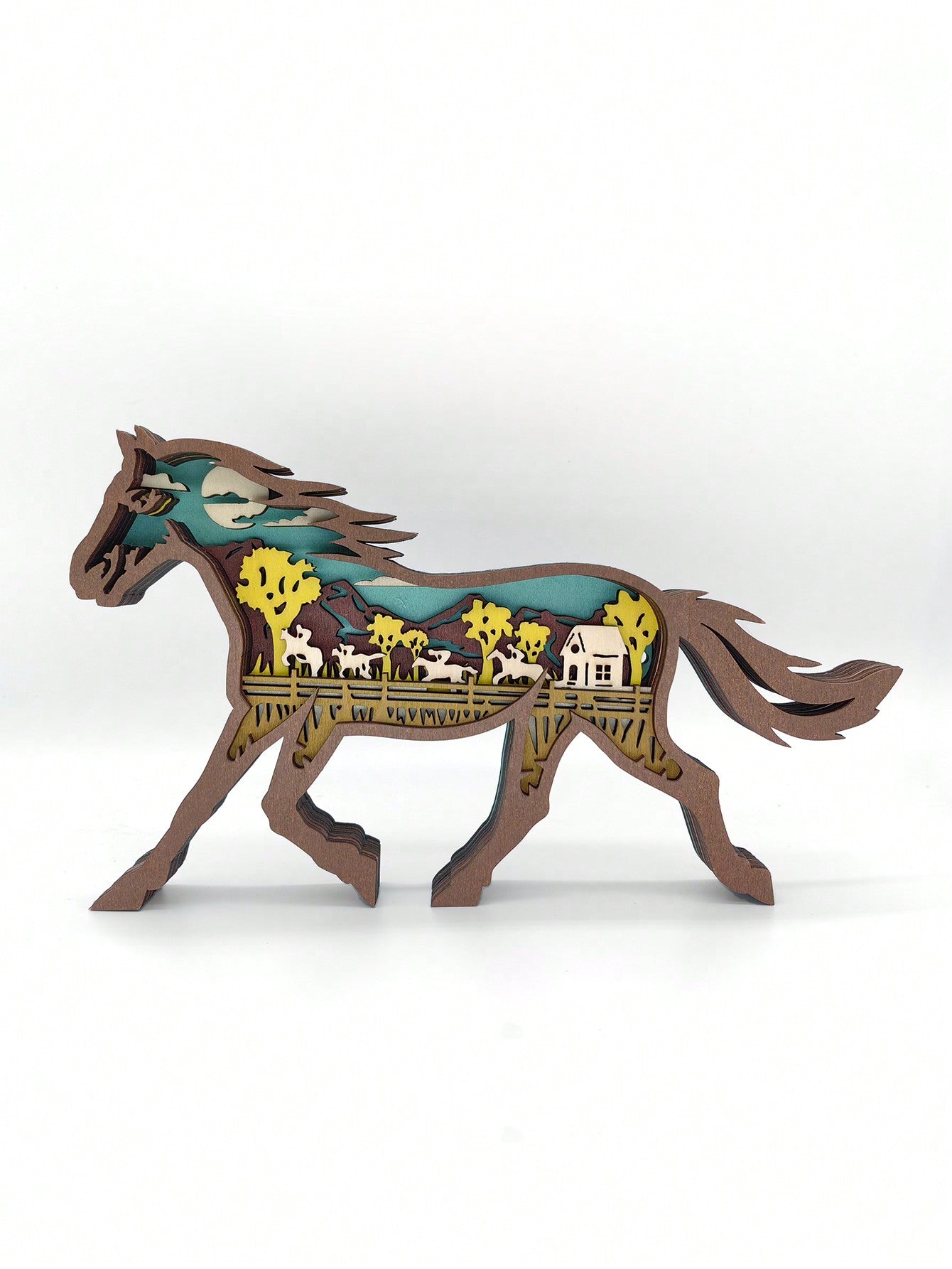 Creatieve Houten Paard Houtsnede Figurine - Decoratie voor Huis & Kantoor