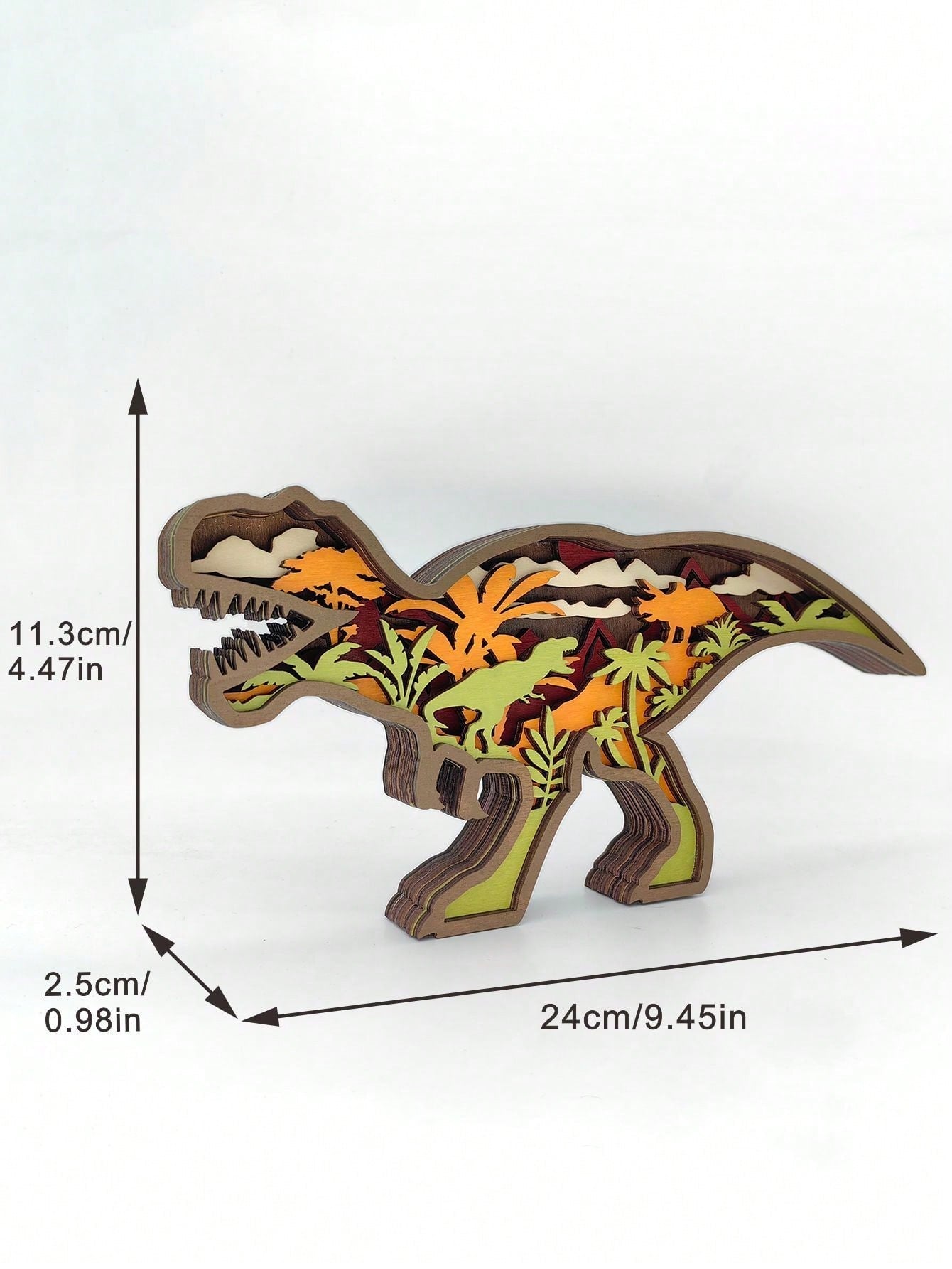 Dinosaurus Plezier: Handgemaakte T-Rex Houten Ornament - Huis & Kantoor Decor