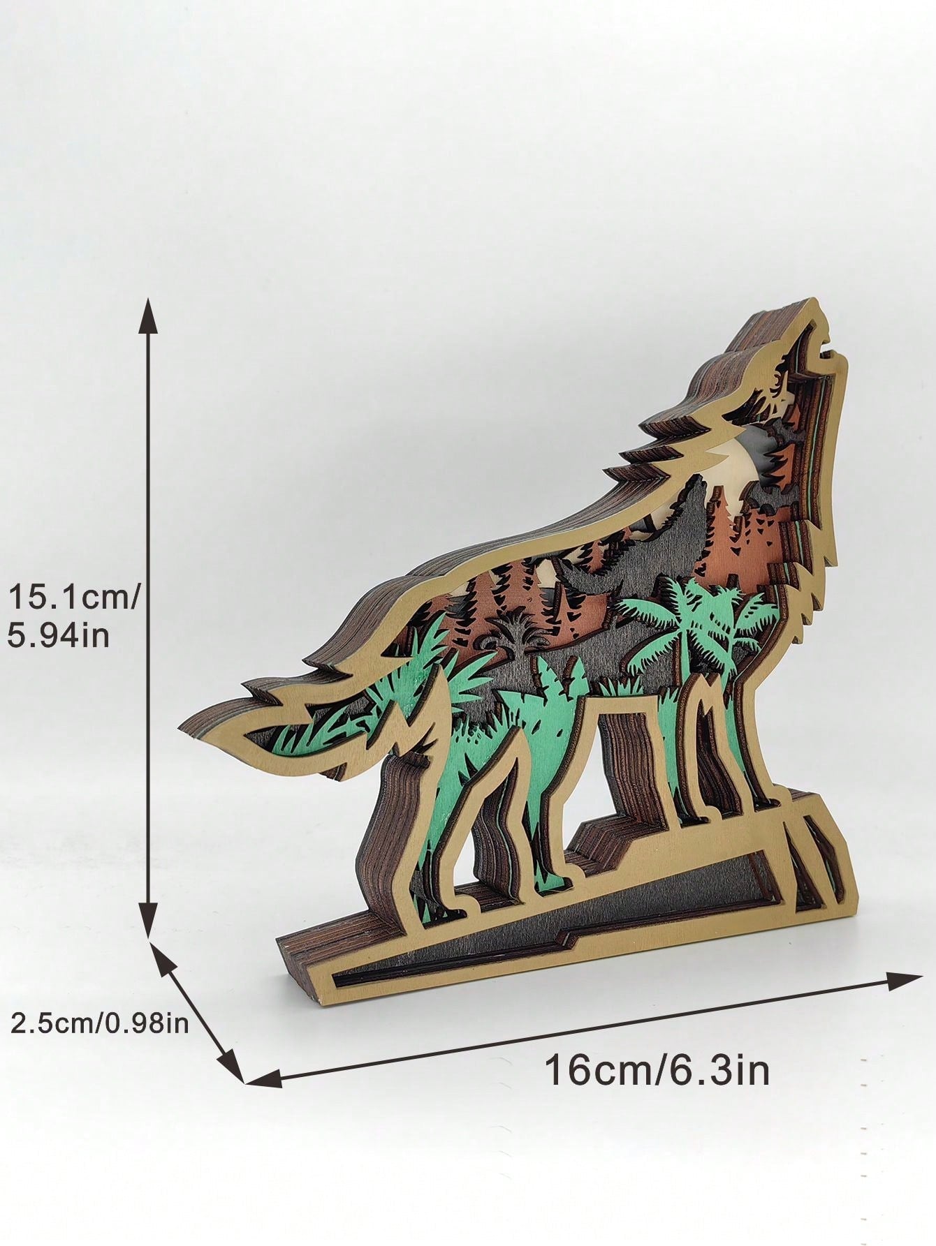 Handgemaakte Houten Wolffiguur - Exquise Bosdieren Decoratie voor Huis & Kantoor