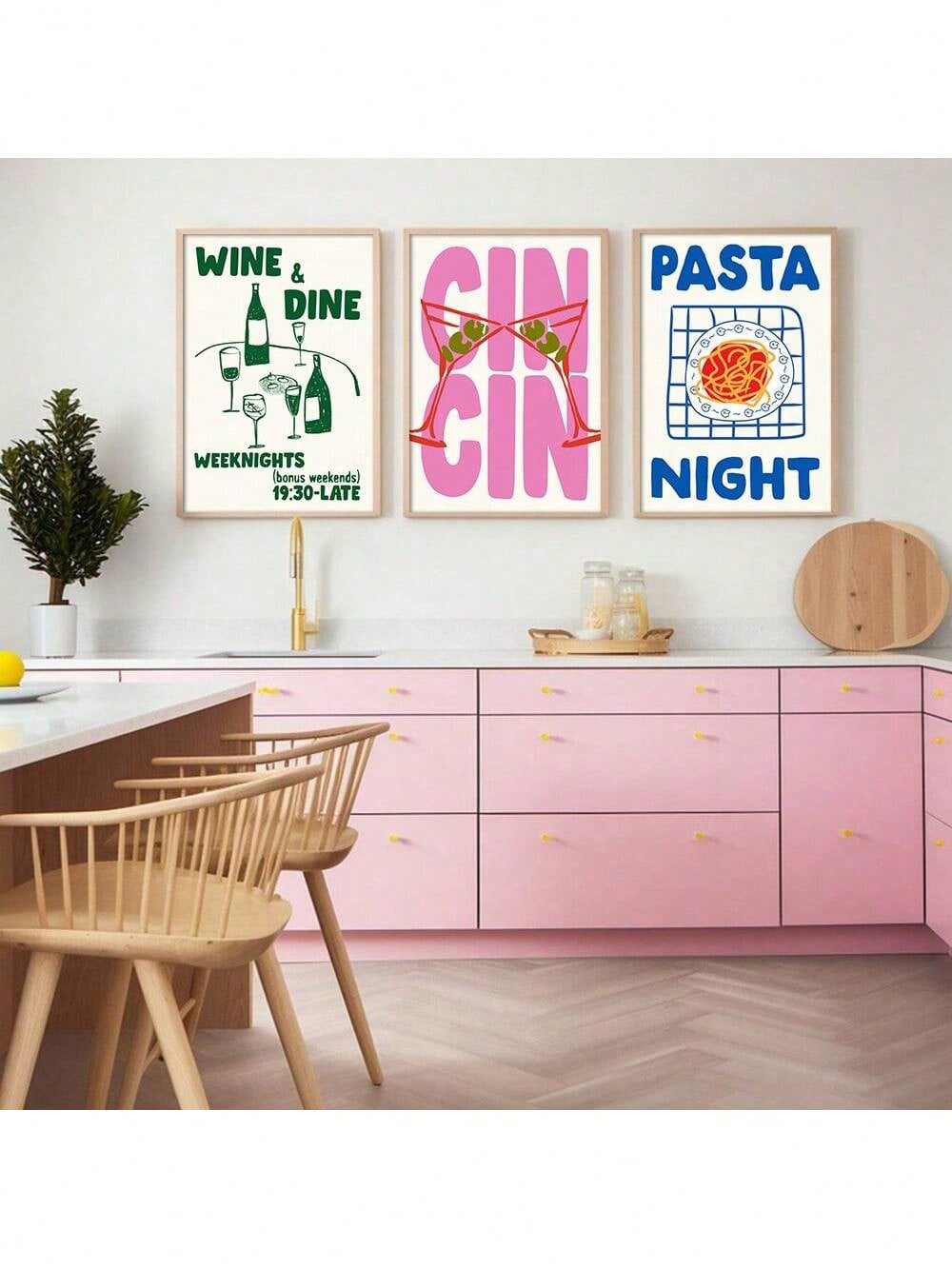 Chique Keuken Poster Set - Cin Cin, Cheers & Culinaire Kunst