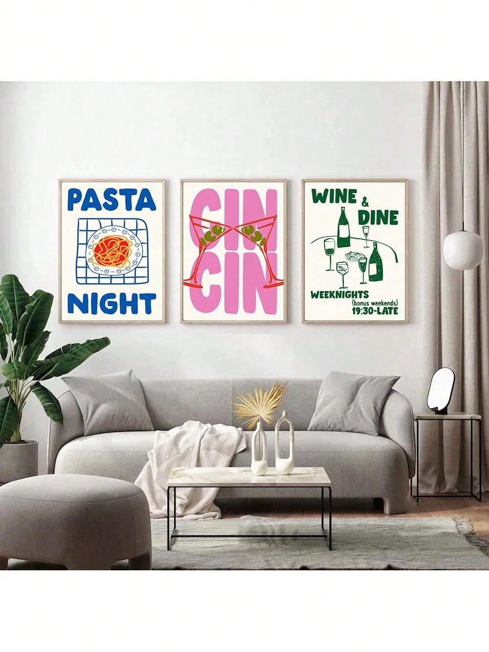 Chique Keuken Poster Set - Cin Cin, Cheers & Culinaire Kunst