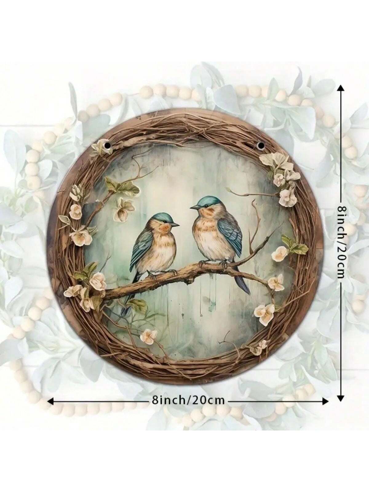 Houten Plaque met Vogel- & Bosmotief (20x20 cm) - Decoratief Handwerk