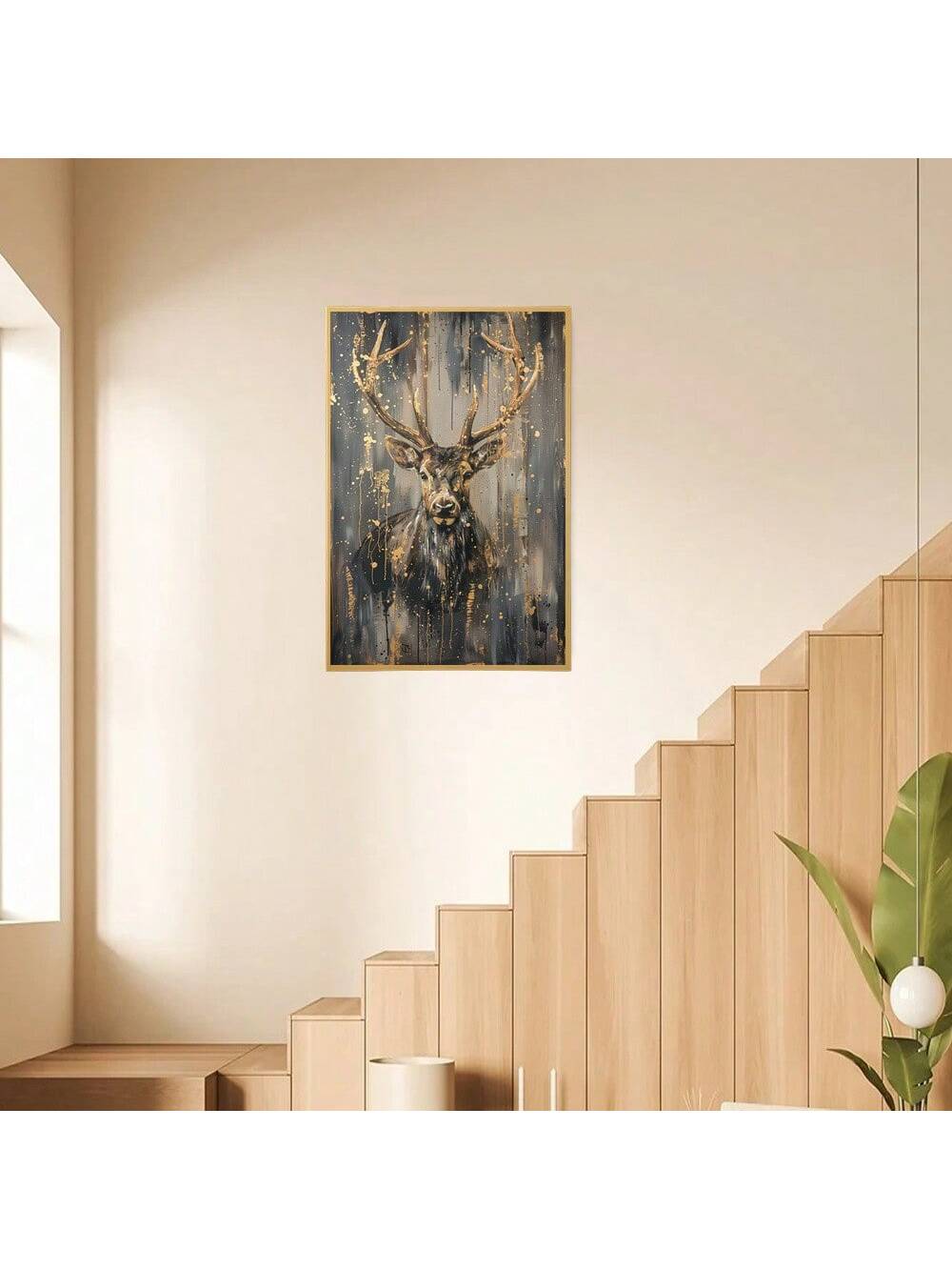 Elegante Hert Canvas - Luxe Ingelijste Abstracte Wanddecoratie