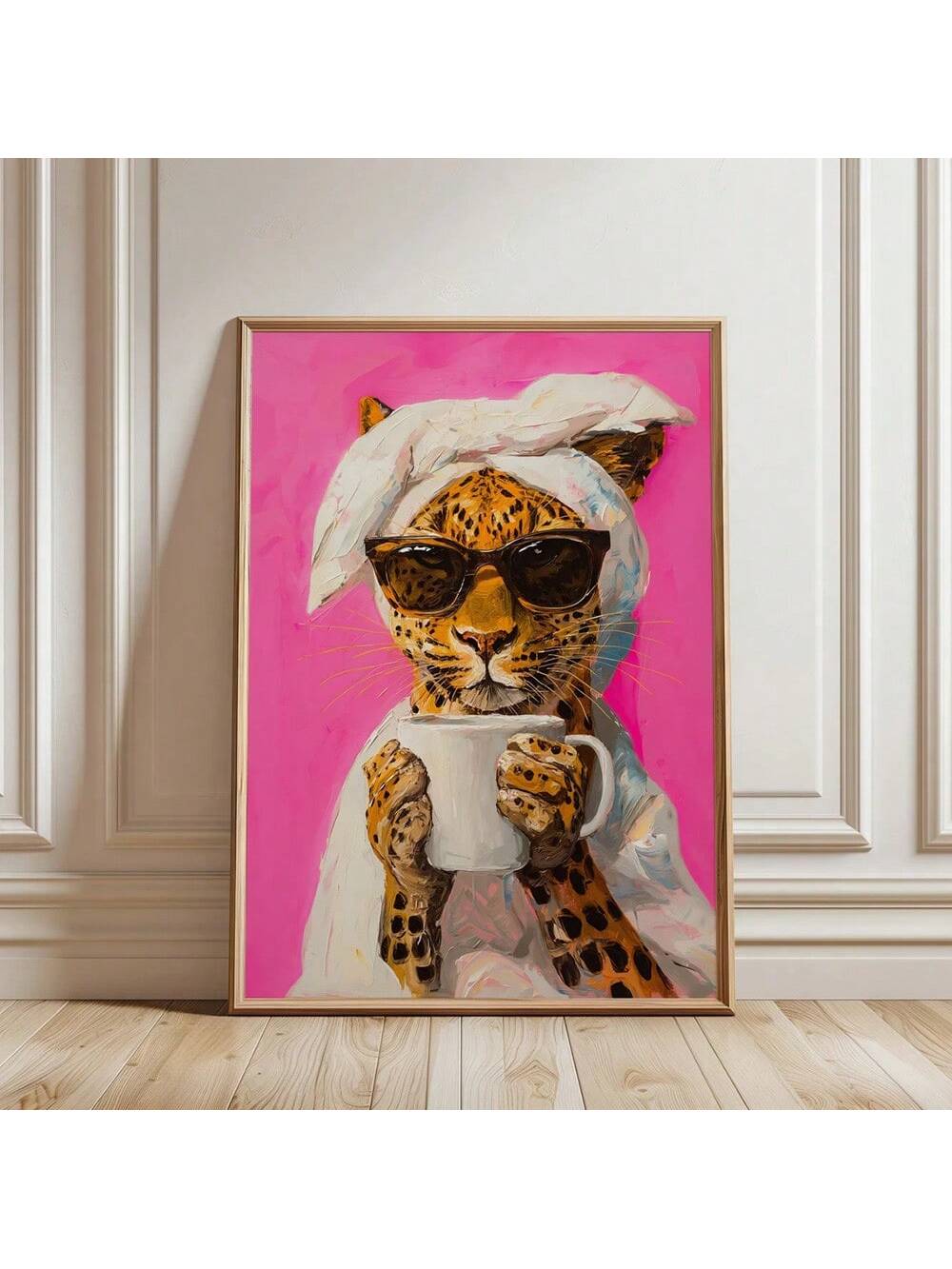 Trendy Luipaard Koffie Canvas - Chique Dierenkunst voor Esthetisch Interieur