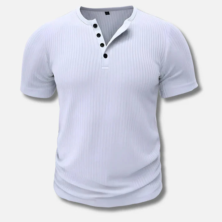 Sandro | Ademend slim-fit katoenmix zomer t-shirt voor heren met verfijnde Henley-knoopsluiting