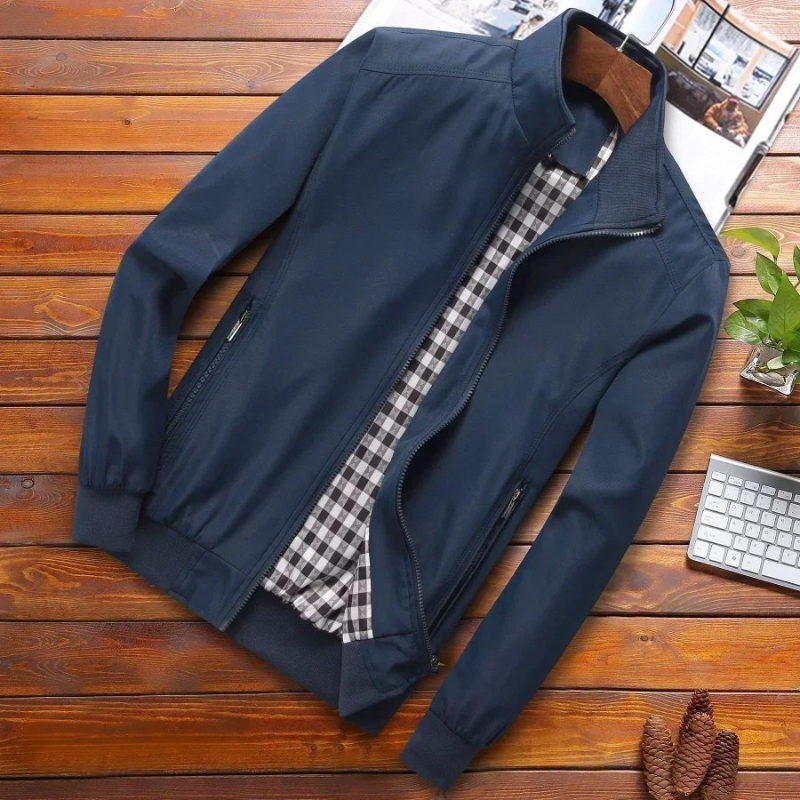 Renzo | Lichtgewicht winddichte polyester herfstjas voor heren met opstaande kraag