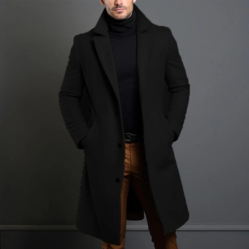 Sebastian | Elegante warme wollen herfstmantel voor heren met tijdloos getailleerd design
