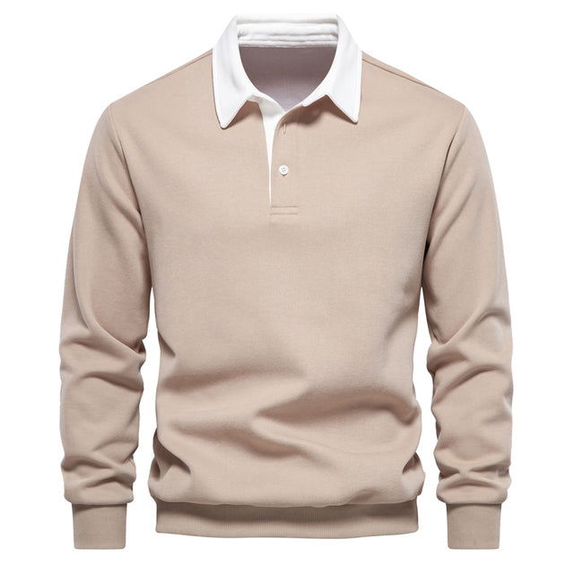 Lars | Elegant ademend herfstvoor heren van premium katoenmix met klassieke polokraag