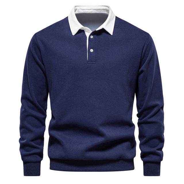 Lars | Elegant ademend herfstvoor heren van premium katoenmix met klassieke polokraag