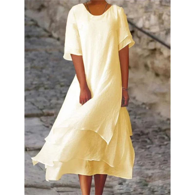 Femke - Soepelvallende maxi jurk met losse pasvorm dames