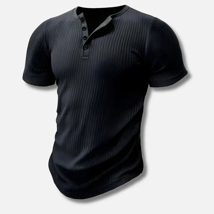 Sandro | Ademend slim-fit katoenmix zomer t-shirt voor heren met verfijnde Henley-knoopsluiting