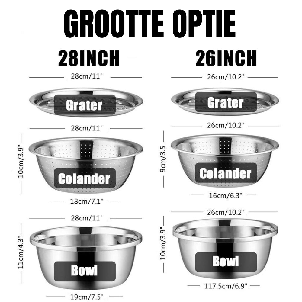 3-in-1 Roestvrijstalen Snijlade