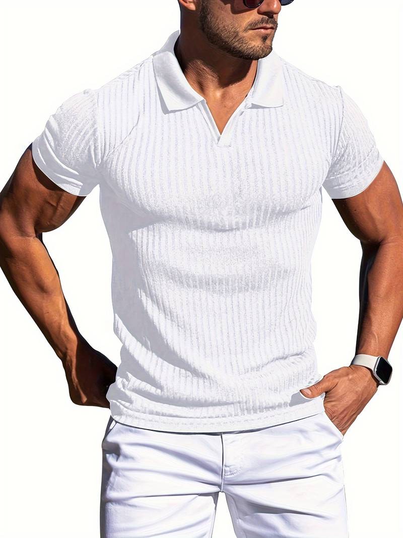 Alec - Ribbed Slimfit Polo met Moderne Pasvorm